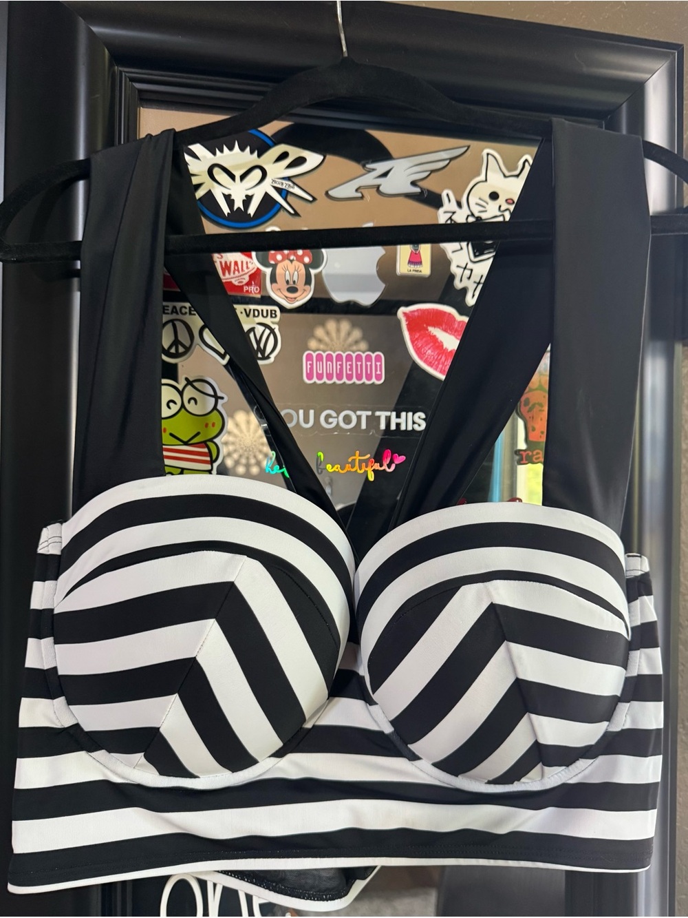 torrid Black and White Striped Swim Top and skirt bottom